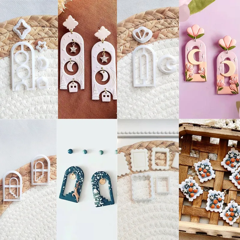Soft Pottery Polymer Clay Cutter INS French Earring Shape Cutting Mold DIY Handmade Earring Jewelry Pendant Making Tool Polymer Clay Cutter
