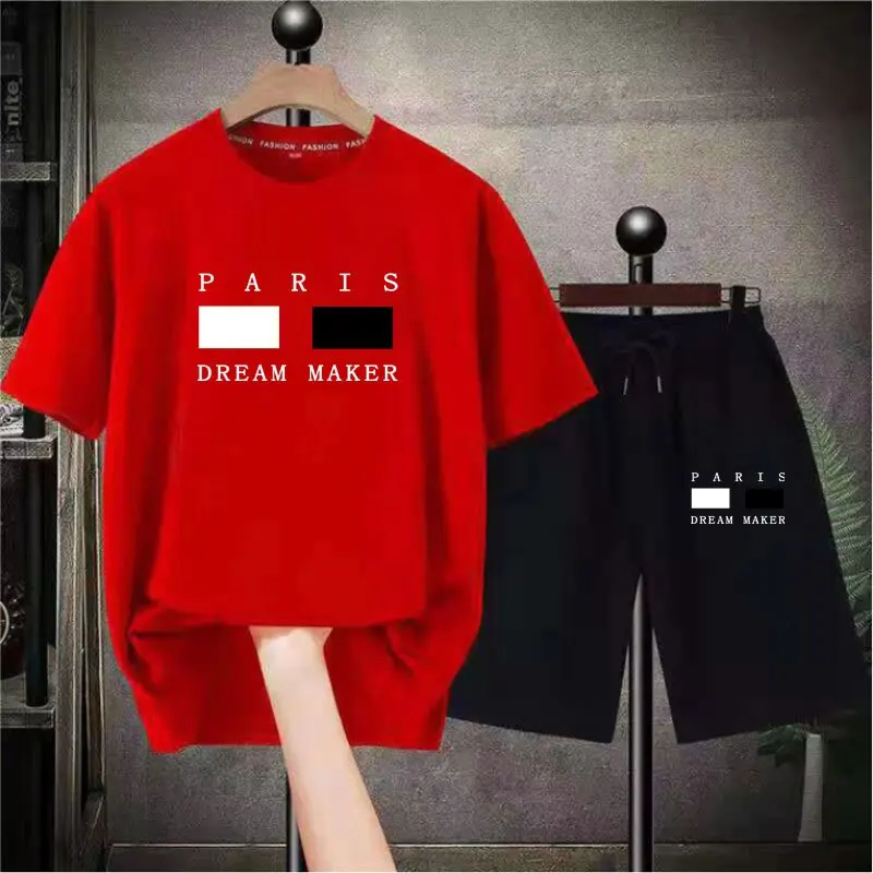 Men's Korean Fashion Two Piece Set Summer Short Sleeved T-shirt And Shorts Loose Sets Men Designer Clothes Tracksuits 4