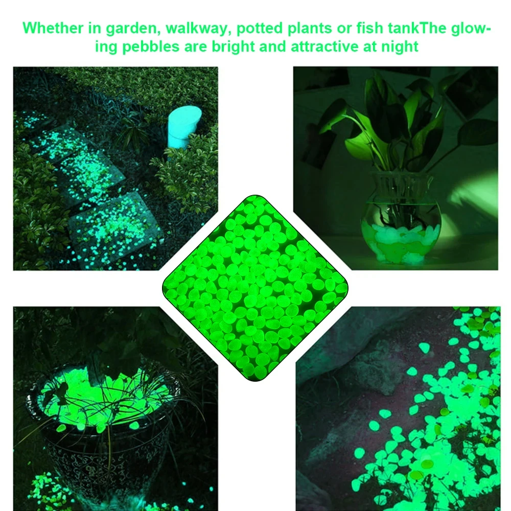 Glow Rocks in The Dark Pebbles Luminous Stones DIY Decorative Gravel for Fish Tank Aquarium Yard Natural Crystals 300Pcs glow stones decorative stones