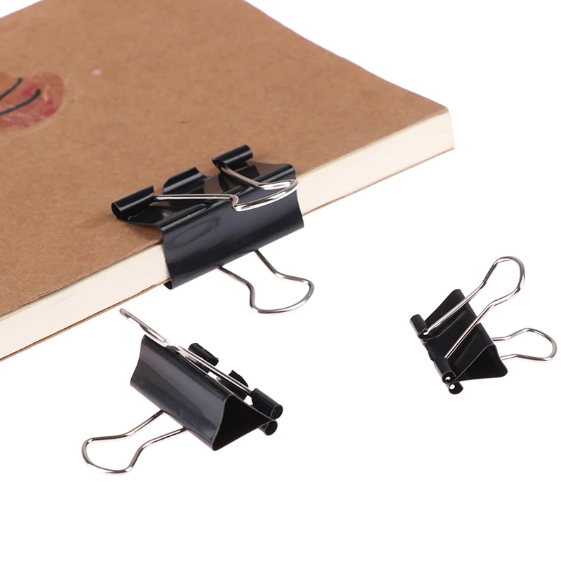 

10 pcs Black Metal Binder Clips Notes Letter Paper Clip Binding Securing clip