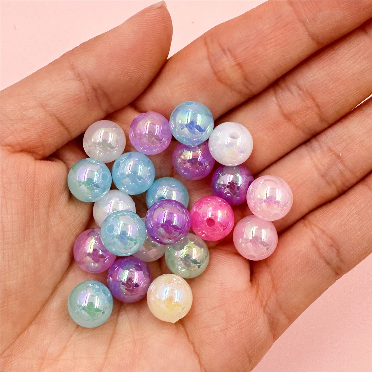 

20/40Pcs 8/10mm AB Color Acrylic Round Beads DIY Jewelry For Pendant Necklace Bracelet Making Handmade Material Wholesale