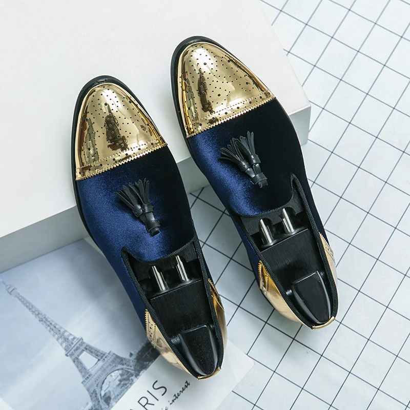 Fashion Black And Blue Loafers Mens Loafers Men's Tassel Men's