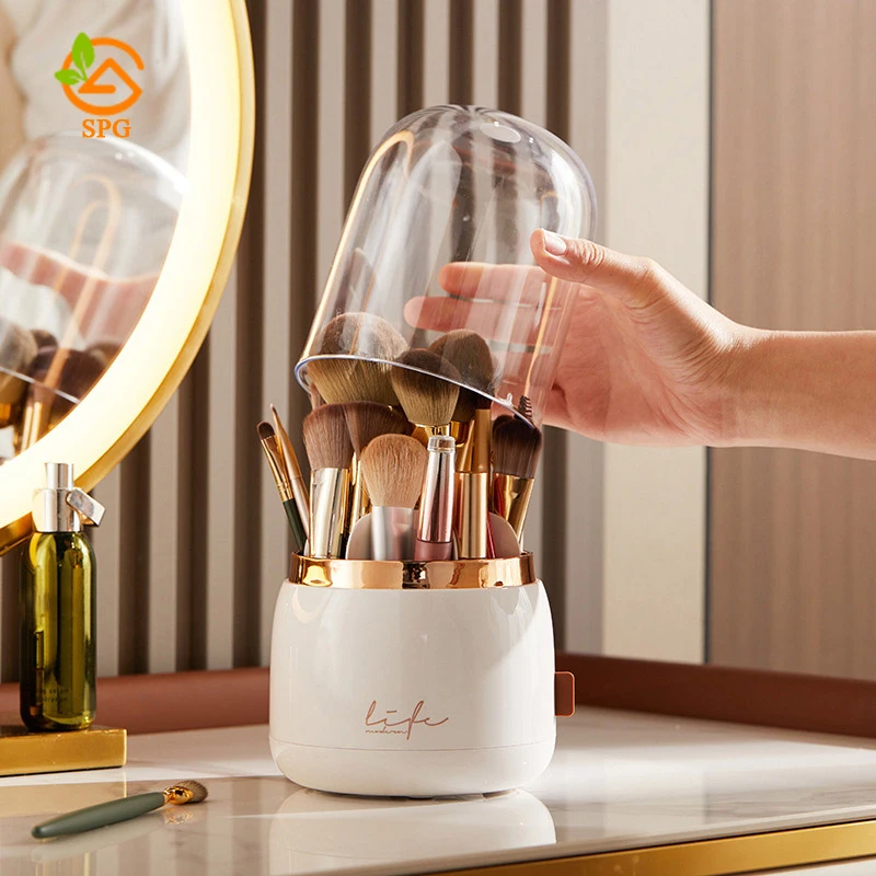 

Вращающийся на 360 ° держатель для кистей для макияжа портативный Настольный органайзер для макияжа коробка для хранения косметики Инструменты Контейнер для ювелирных изделий товары для дома