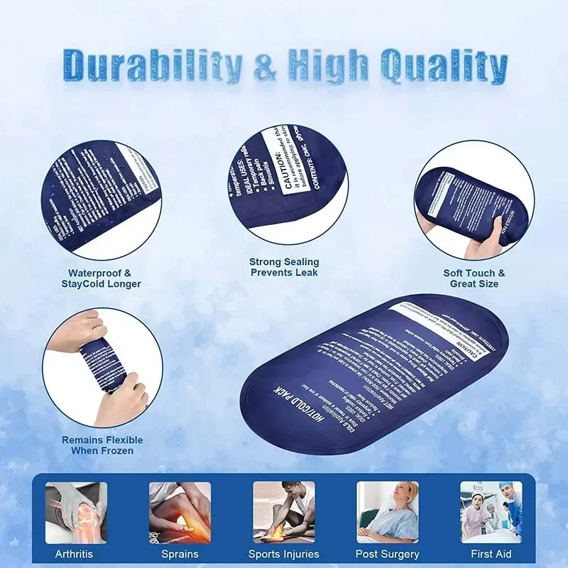 Portable Flexible Ice Pack for Pain Relief - Reusable Gel Pack for Knee, Shoulder, Ankle Back, and More - Bendable for Customize