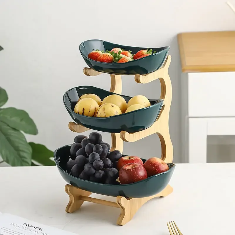 Plastic Storage Container 3-Layer Fruit Bowl Garden Snack Kitchen Dishes Afternoon-tea Cake Basket fruit plate snack bowl snack dish