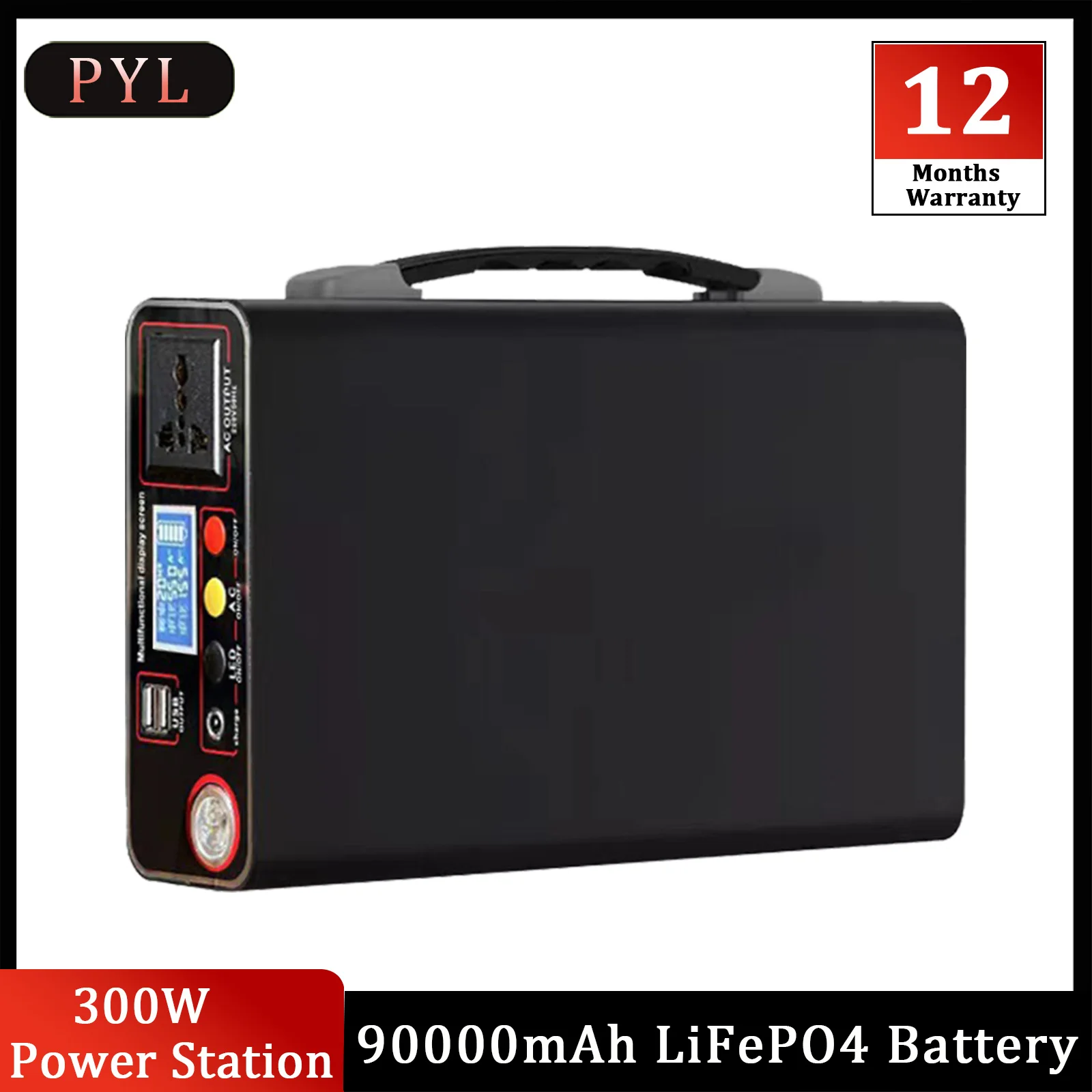 

PYL 90000mAh Power Bank 333Wh Protable Power Station 110V 220V Solar Generator for Outdoors Camping Emergency Charging