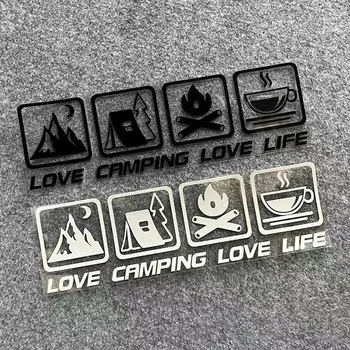 Amore campeggio, amore vita. Decorazione adesiva per auto impermeabile per adesivi per finestre e paraurti di auto, camion e motocicli
