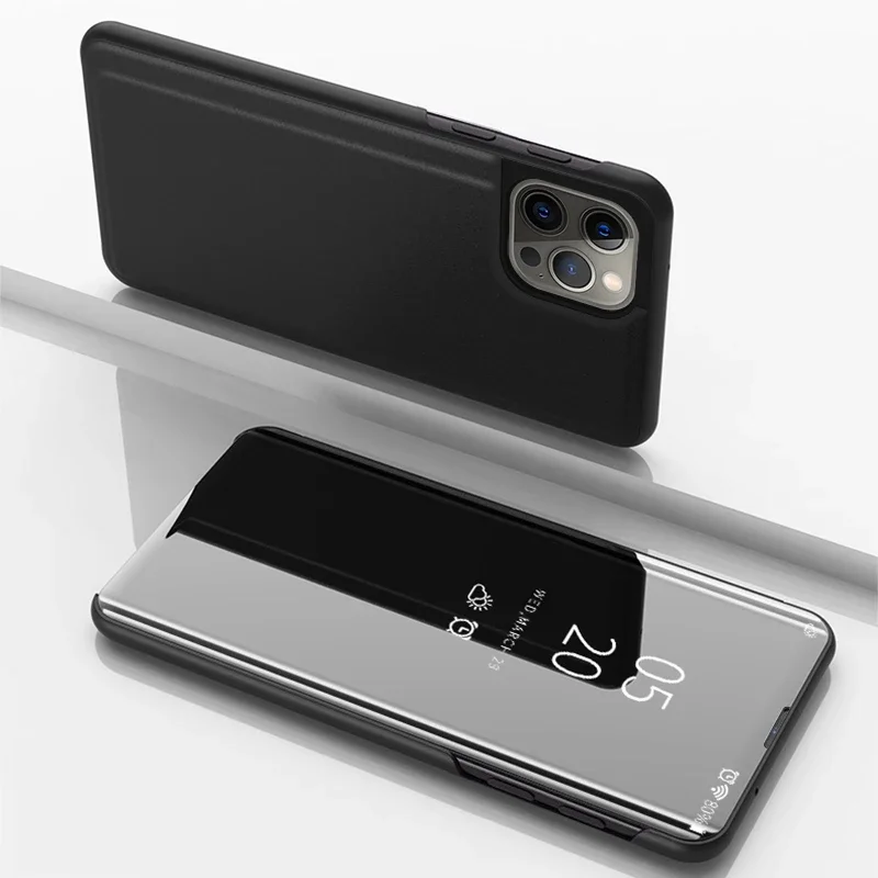 thumbnail image 1 of Case For iPhone 15 14 13 12 11 Pro Max Plus XS Max XR 8 7 Plus SE 2022 2020 Luxury Smart Mirror Flip Leather Plating Stand Case, 1 of 5