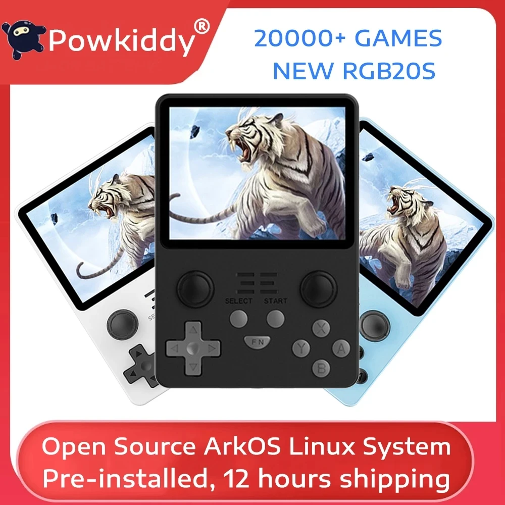 Powkiddy Rgb20S Console Di Gioco Retrò Sistema Open Source Console Di Gioco Portatile Con Schermo Ips Da 3.5 Pollici Con 20000 + Giochi