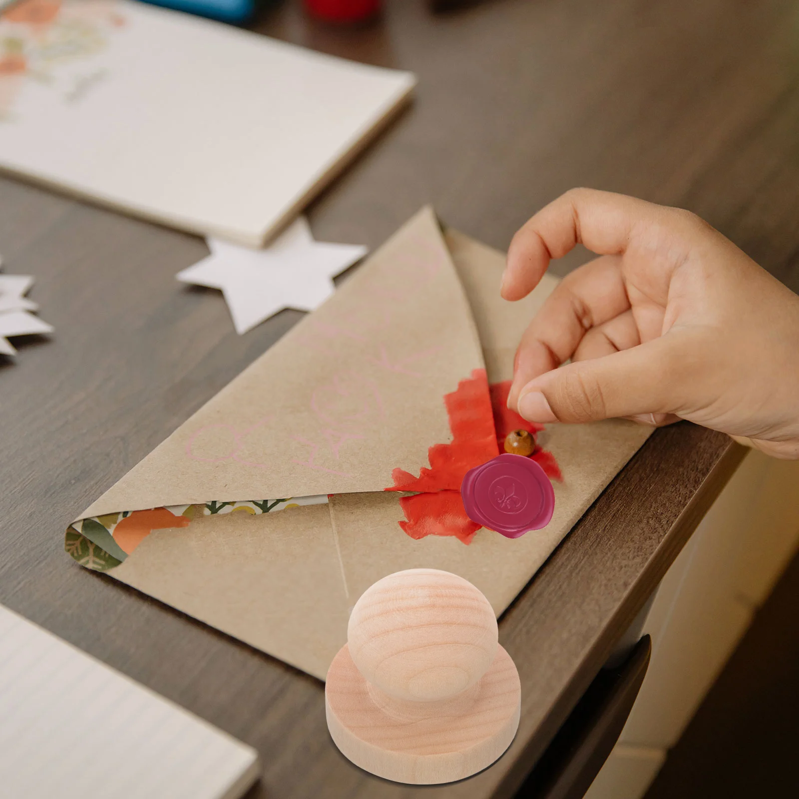 Stamp Wooden Round Handle DIY Stamp For Diy Handleing Craft Diary Solid Wood Round Handle Seal