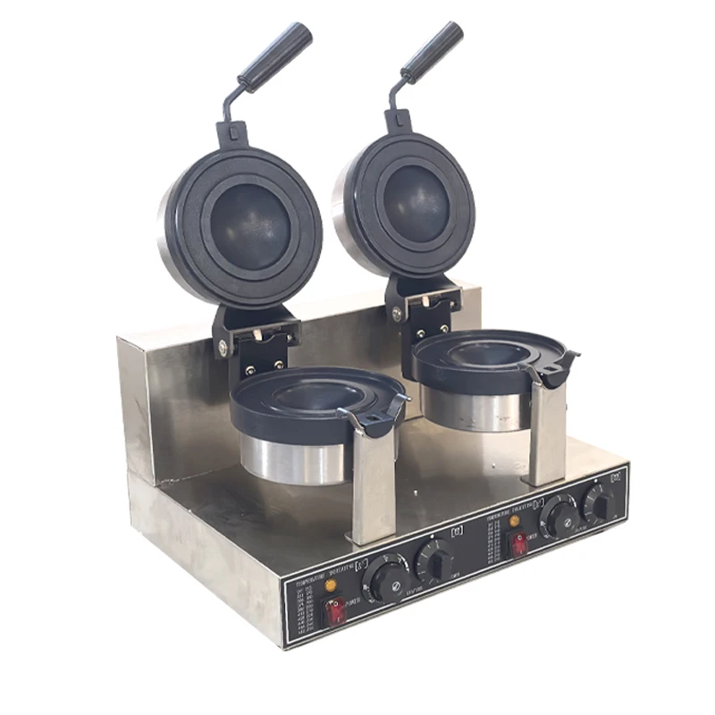 Double Head Rotary UFO Burger Machine 2600W German Gelato Panini Press Ice Cream Waffle Maker-Kitchen Cooking Appliance