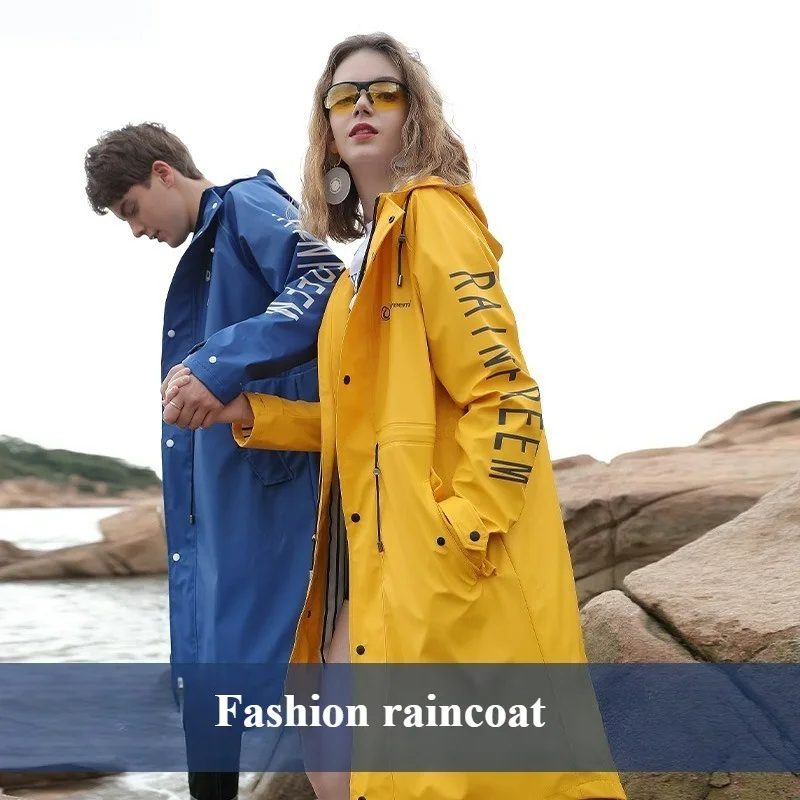 Fashion Long Raincoat Outdoor Double-layer Rainproof PU Raincoat for Men and Women Poncho Imperm&eacute;able Velo
