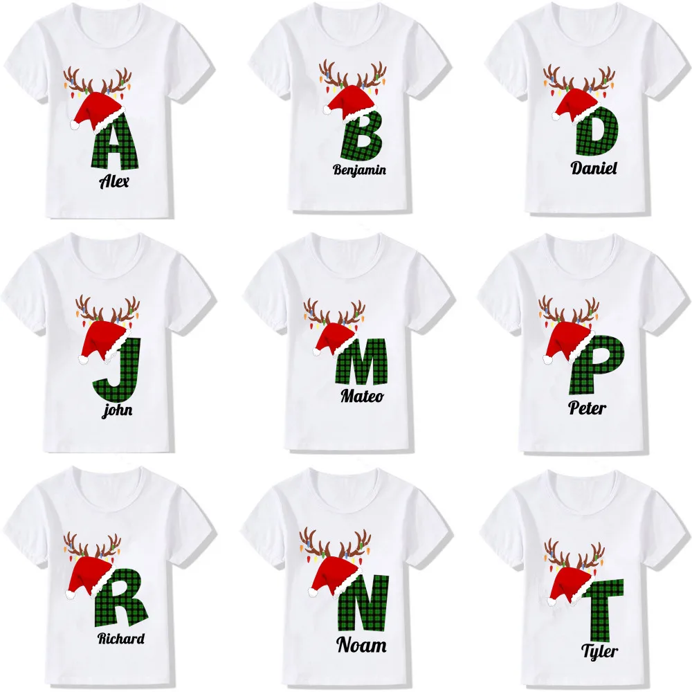 thumbnail image 2 of Camisetas personalizadas para fiestas familiares con nombre de Navidad, camisetas personalizadas con letras mayúsculas, camisetas para niños con cualquier nombre, camisetas para mis hijos, 2 of 5