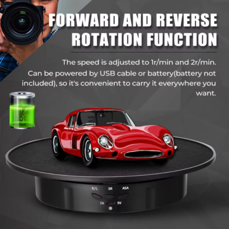 200mm 3 Speeds Photography Rotating Display Stand 360 Electric Rotating Product Display Turntable For Video Shooting