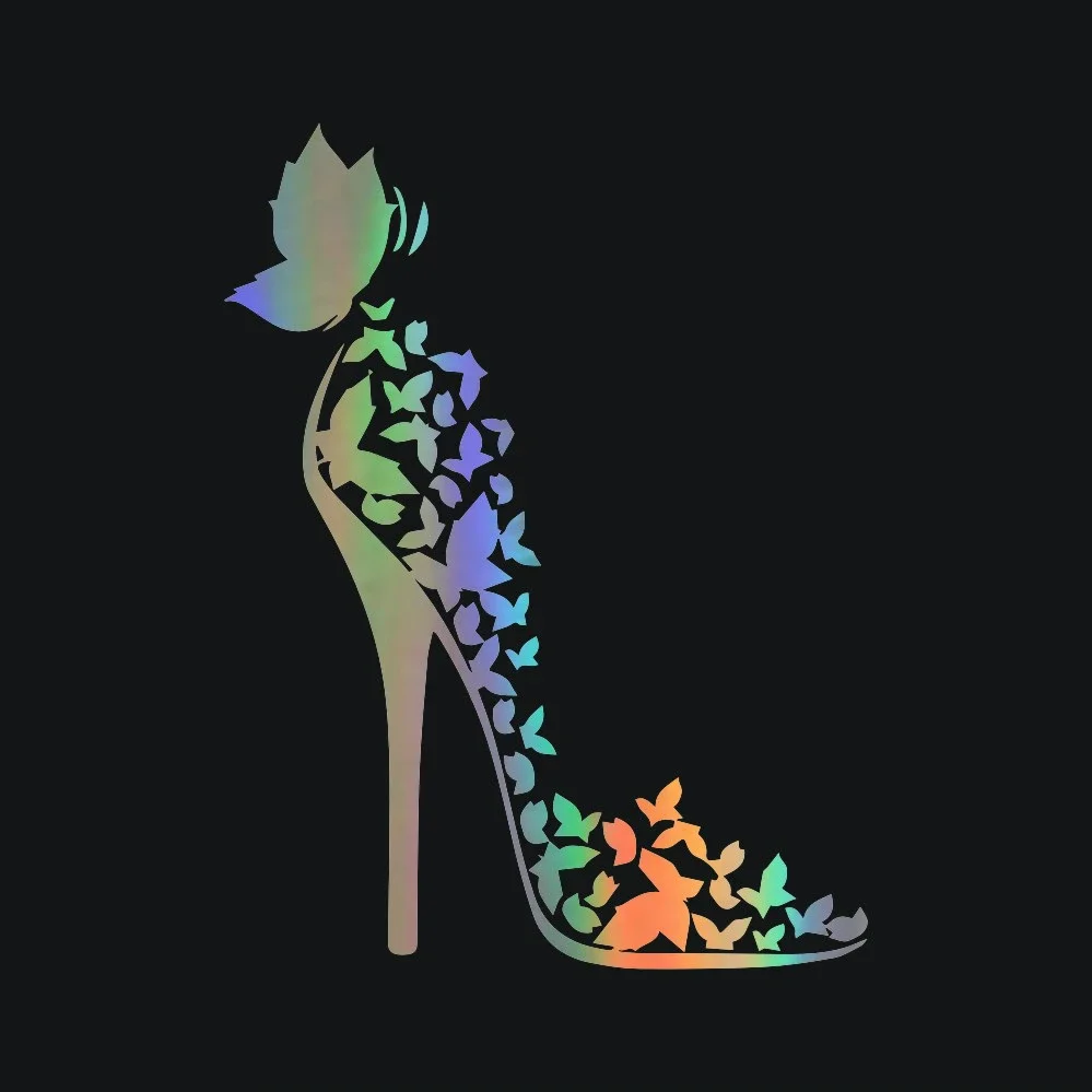 

Butterfly High-heeled Shoes Full Body Car Sticker Styling Decoration Door Body Window Decals Car Bumper KK Vinyl Sticker 17*13CM