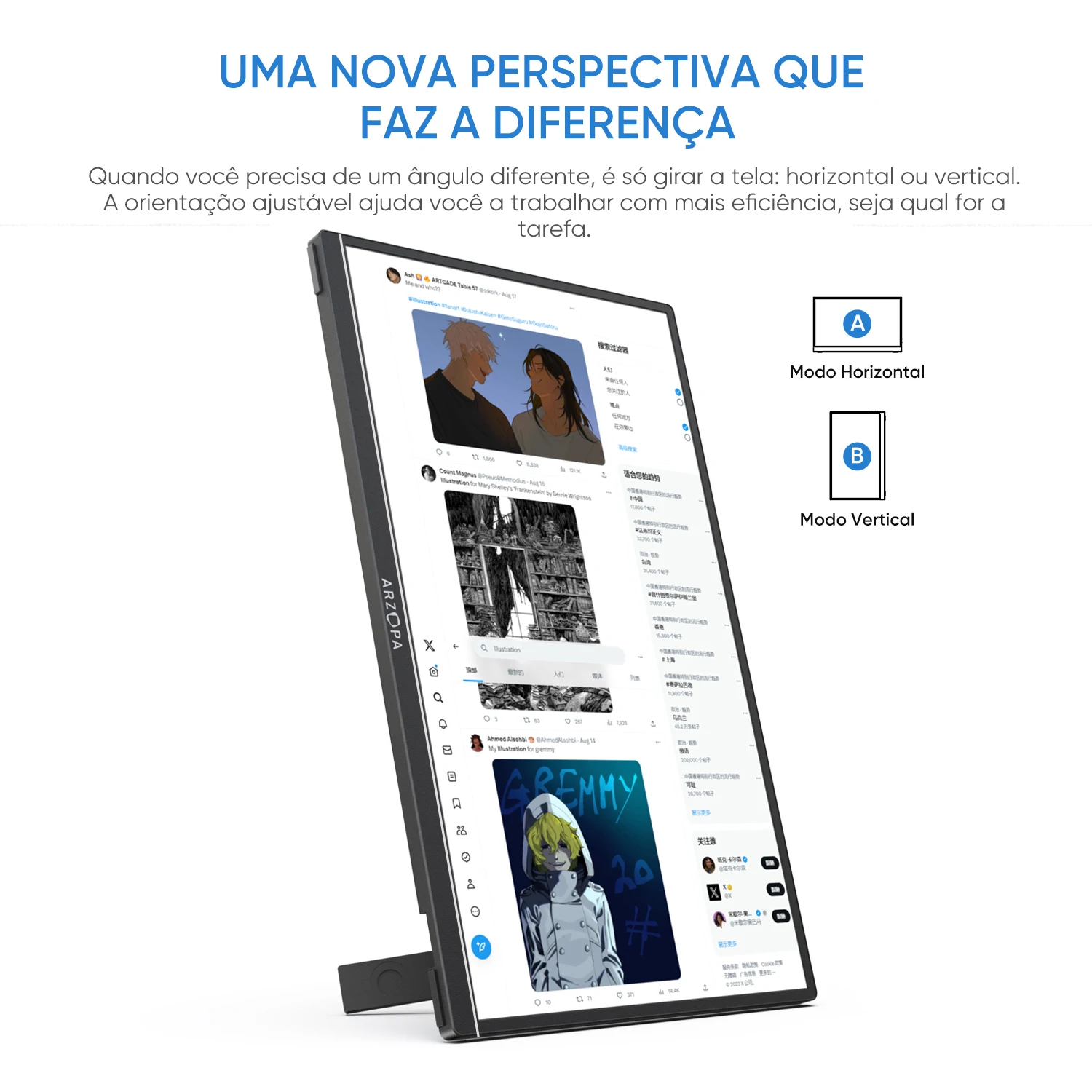 produto no brasil]NOVA ARZOPA 16.1 inch 1080P 100% sRGB