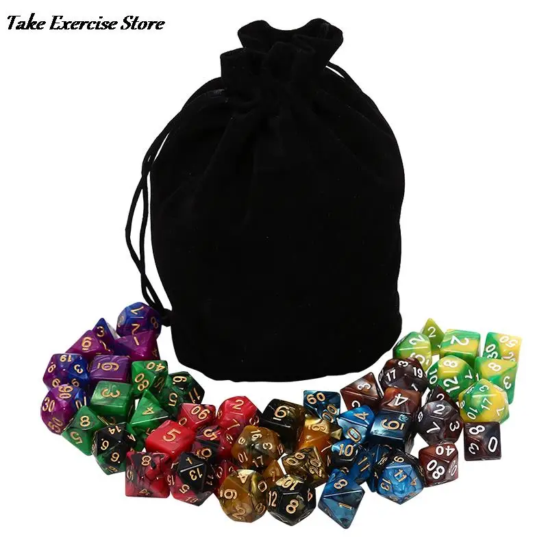 

2023 49pcs Polyhedral Dice DnD Dice Double Colors Dice with Pouch for DND RPG MTG Games D4 D6 D8 D10 D% D12 D20