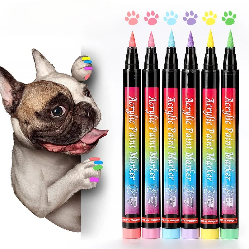 

Soft Tip Acrylic Marker 12/24/48 Color Set Colorful Pet Nail Art Pen Quick Dry Doodle Water-based DIY Stone