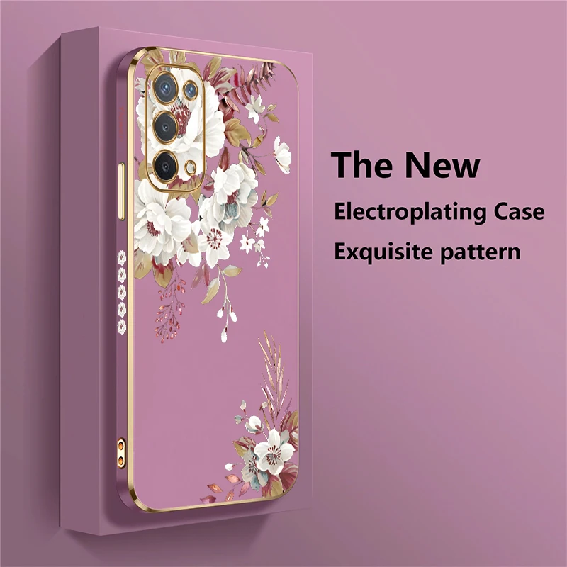 Elegant Fashion Floral Shockproof Silicone Case - Plating Design, Soft Shell Protection