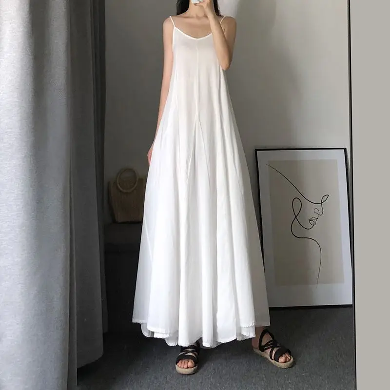 ZZ142 2024 Women's Summer Suspender Skirt Long Temperament High-end A-shaped Pendulum Skirt Bottom Slim Dress Inside 4