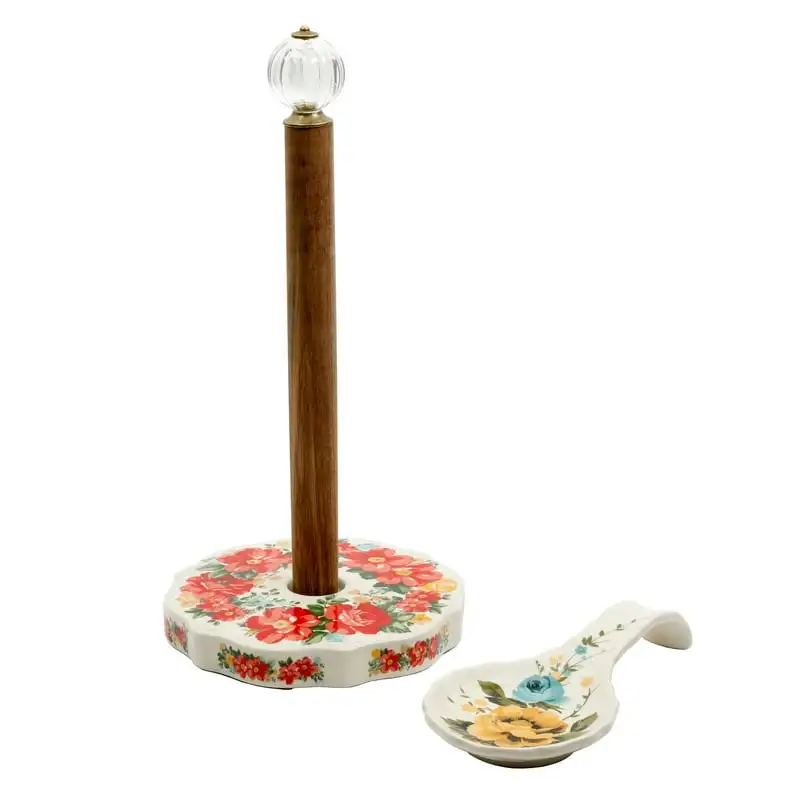 

Floral Paper Towel Holder with Rose Shadow Spoon Rest Set Terracotta wedding decor Napkins cloth салфетки для сер