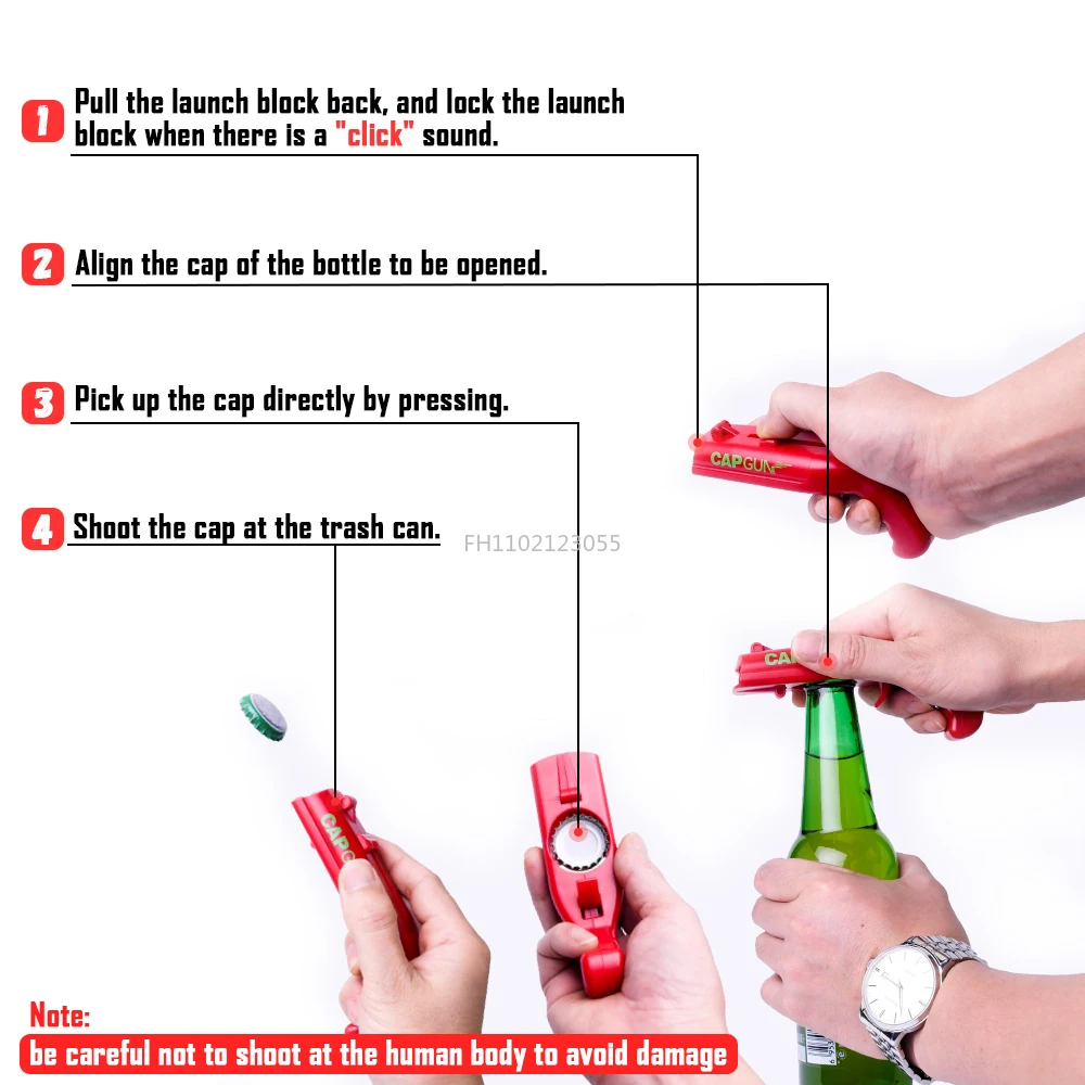 Portable Drink Opening Shaped Bottle Lids Shooter Portable Creative Flying Cap Launcher Bottle Beer Opener Bar Tool Gadgets