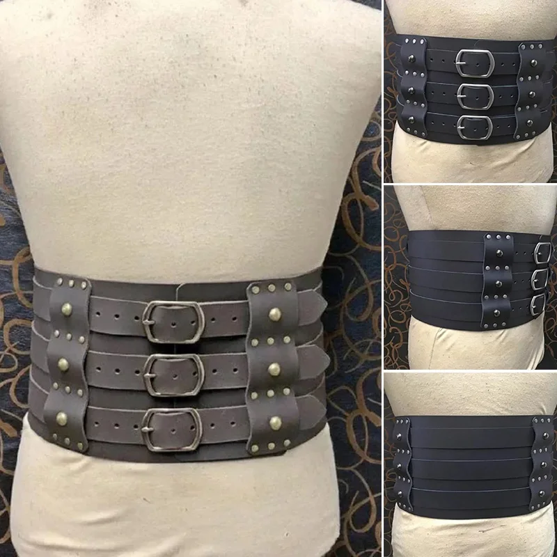 

Medieval Viking Pirate Leather Armor Belt Steampunk Accessory Waist Guards Vintage Buckle Waistband Men Costume For Larp Cosplay