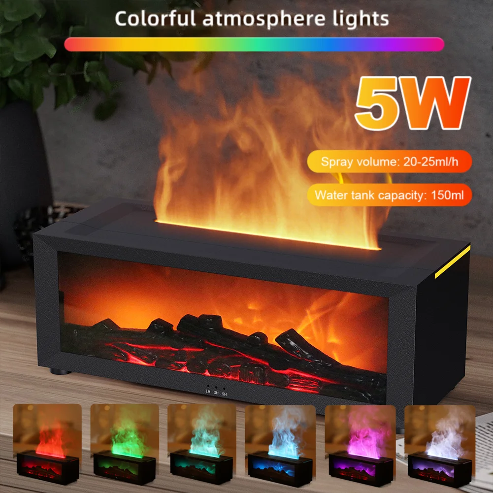 Air Humidifier Essential Oil Diffuser Flame Aroma Humidifier Home Room Fragrance Diffuser with Night Light Aromatherapy Diffuser 1