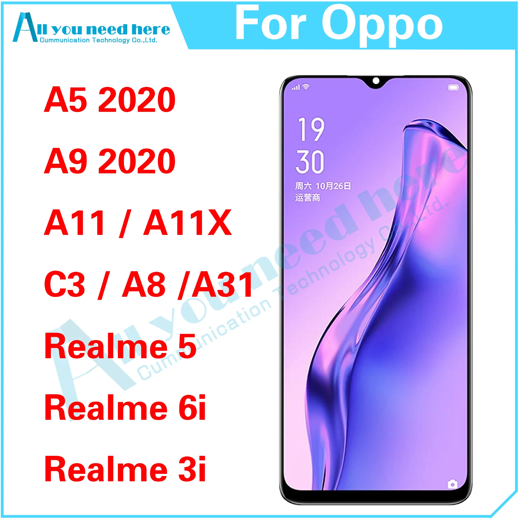 

ЖК-дисплей 6,5 дюйма для Oppo A11 A11X C3 A8 A31 A5 A9 2020
