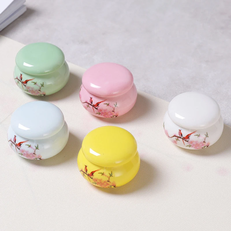 1Pc Ceramics Nail Cup with Lid Acrylic Liquid Powder Ceramic Cup Nail Art Acrylic Liquid Powder Porcelain Dappen Dish Container