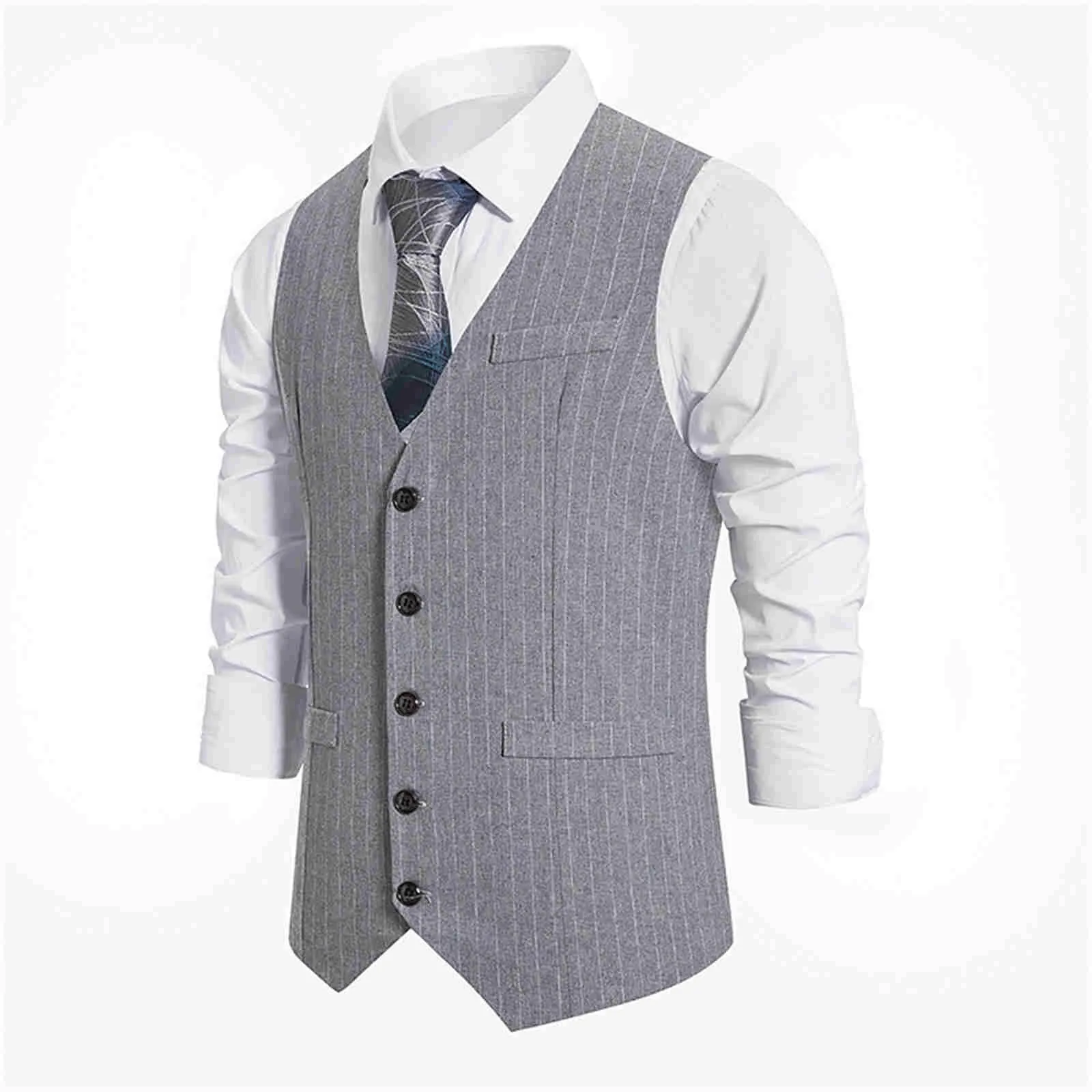 

2023 Autumn New Men'S Business Casual Fashion Stripe Single Breasted Vest Men'S Suit Classic Design Slim Fit Vintage Vest