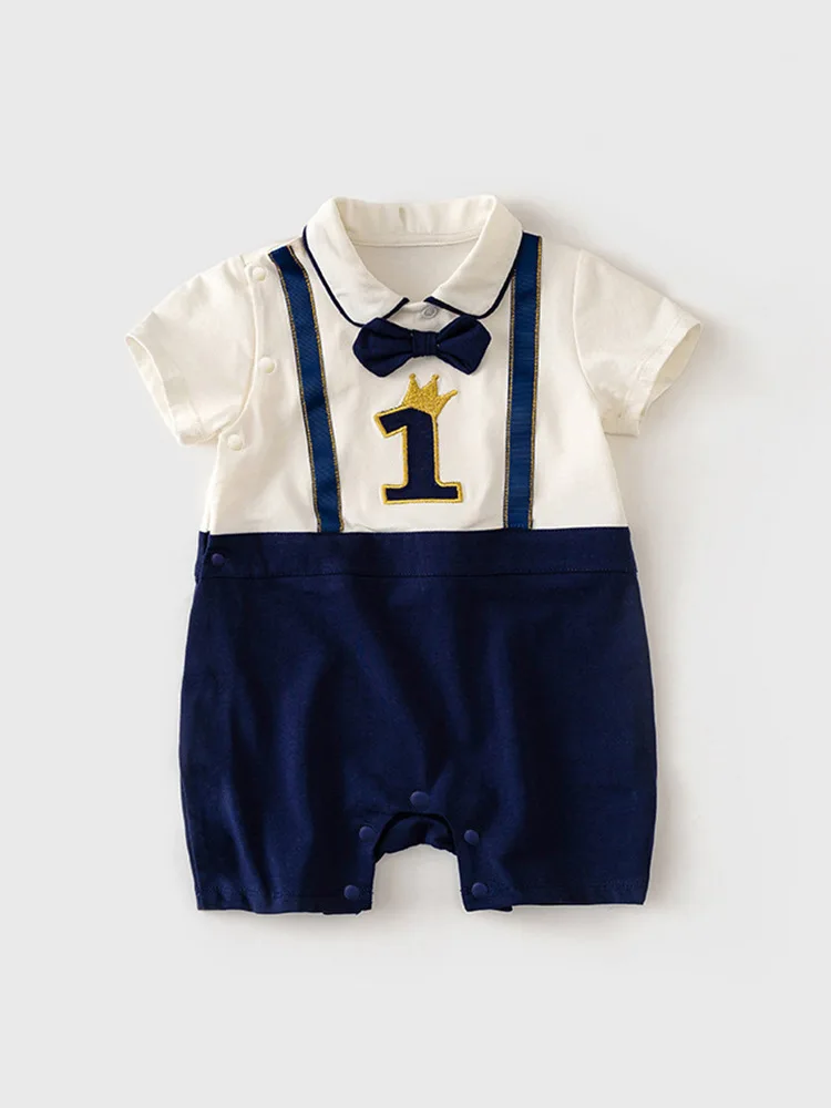 Dancing Lingdie Children's Clothing Baby Jumpsuit Summer New Baby Boy Bottom-Covering Rompers Newborn Full Moon Full Year Clothe