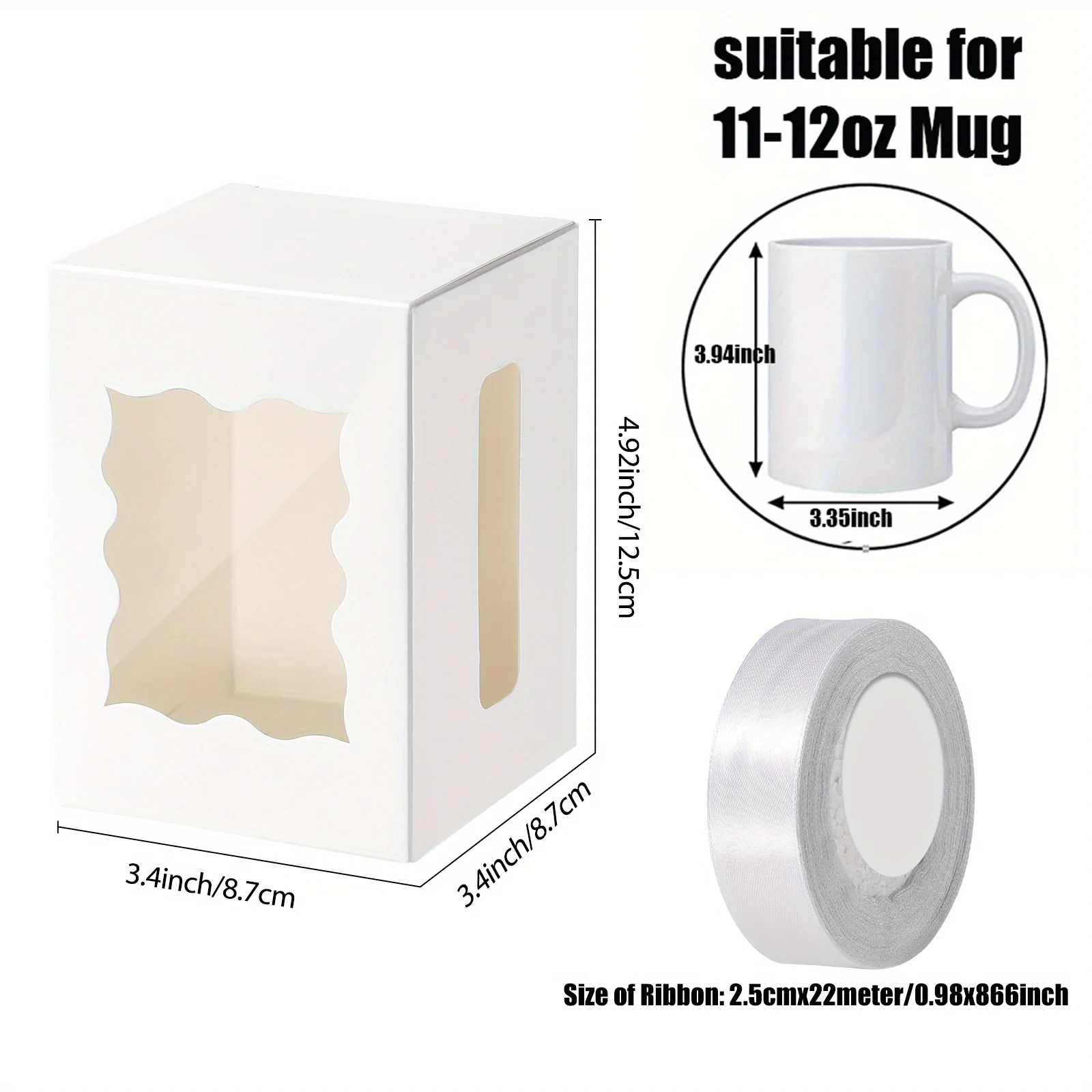 12PCS Mug Gift Boxes with 1 Roll Ribbon – Transparent Gift Packaging Box for Wrapping 1... - SKU MGB02133 - UGI Packaging