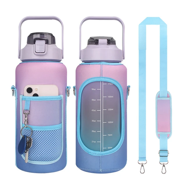 Half Gallon Water Bottle with Sleeve & Strap 64 OZ Water Bottle