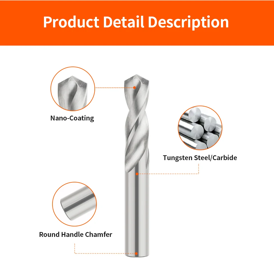 Carbide Drill Bits LUFEICNC HRC45&deg; Carbide Drill Bit Metal AL Drill Bits Tungsten Steel Drills CNC Lathe Machine Alloy Drilling Tools 0.5-20.0mm