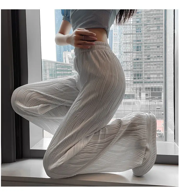 Streetwear Women's Water Ripple Wide Leg Pants