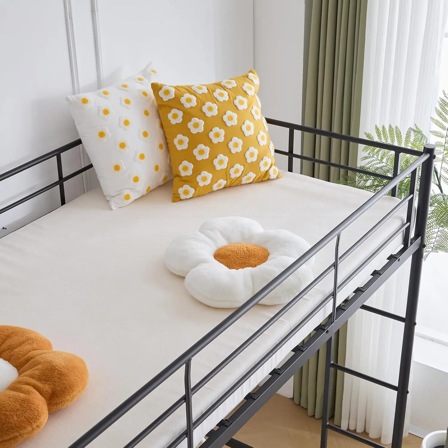 Full Size Loft Bed Kids Loft with 2 Stairs Design,Space-Saving Double Bed for Teens, Adults, Heavy Duty Metal Square Slat