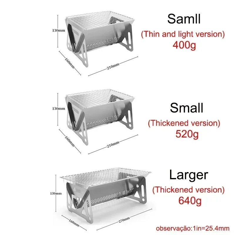 BBQ Grill Portable Folding Barbecue Grill Heating Stoves Multifunction Camping Rack Net Firewood Stove Stainless steel BBQ Grill