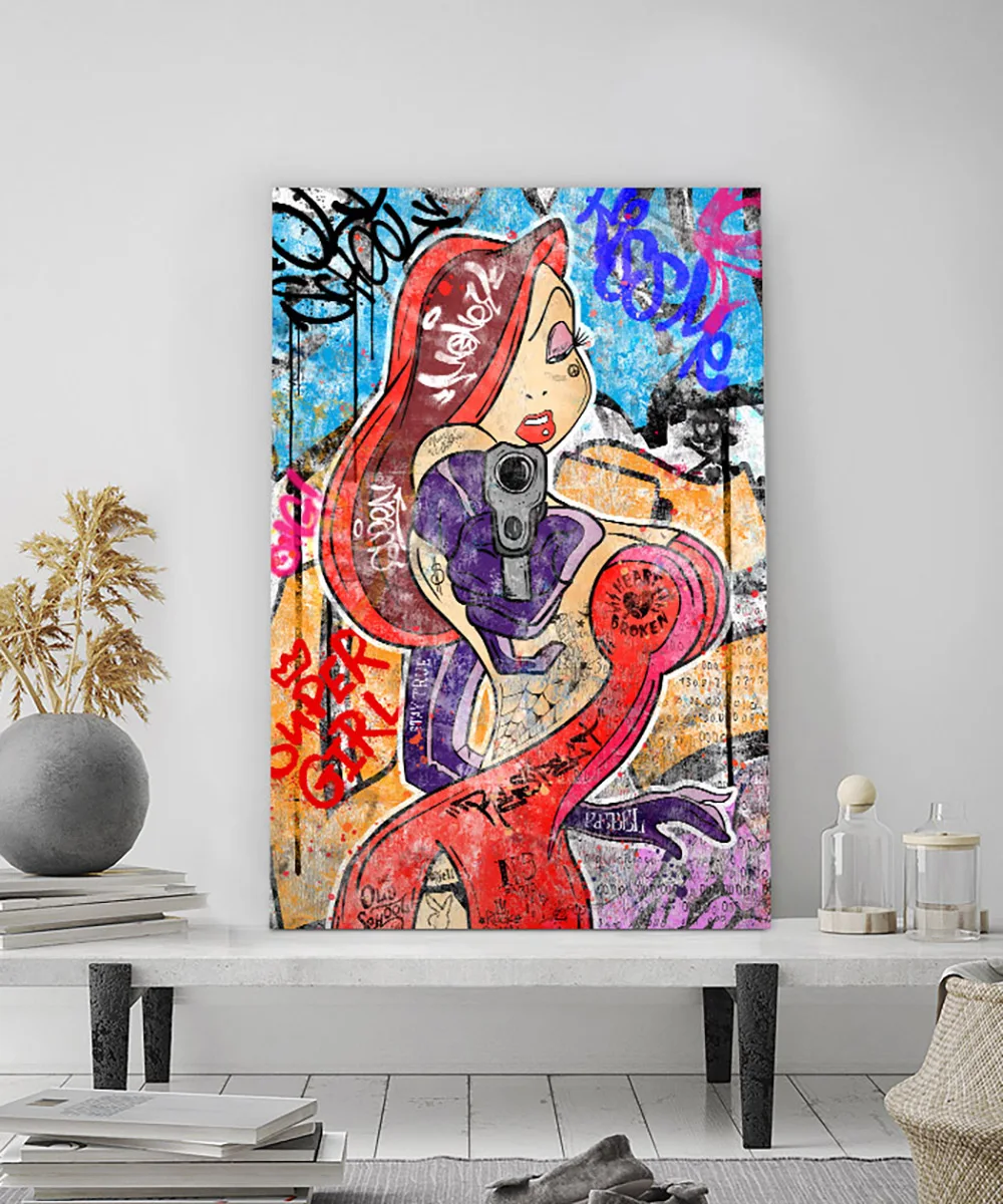 Affiche d'art Disney Jessica Rabbit, Graffiti de rue Pop, peinture sur  toile murale imprimée, décor moderne pour salon et chambre à coucher -  AliExpress, image size:1000x1200