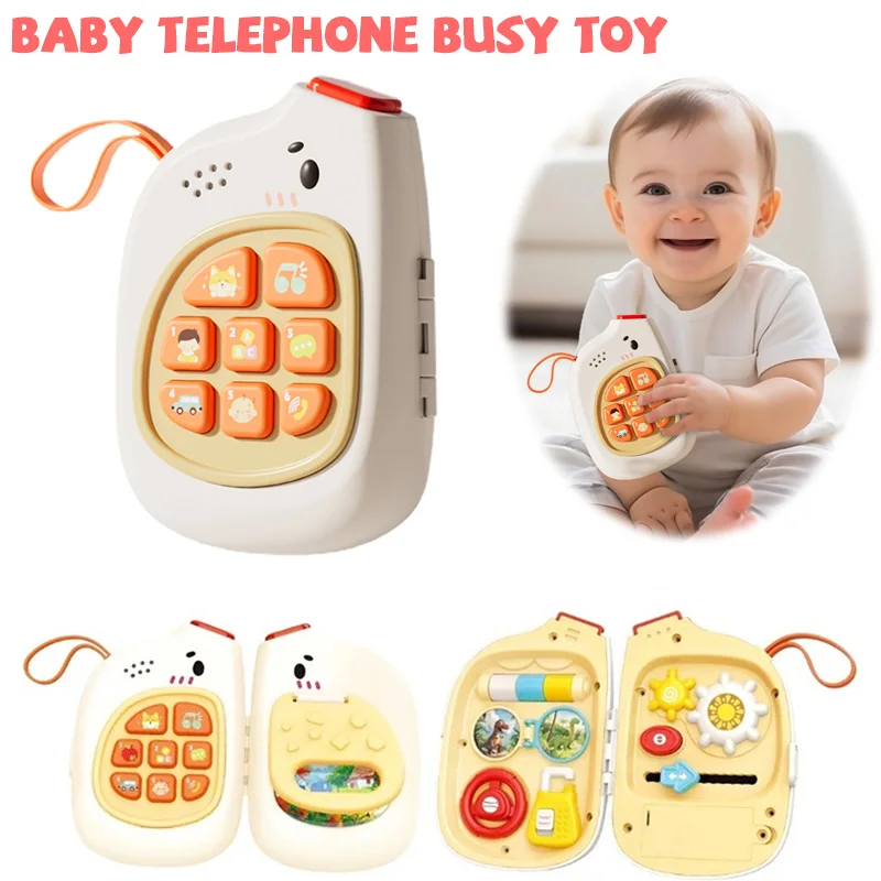 Montessori Busy Board Sensory Activities Toy Elephant Phone Baby Pretend Play Phone Music Simulate Switch Educational Travel Toy