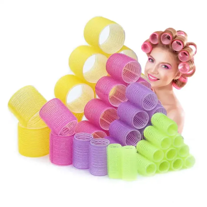 6pcs Self-Grip Hair Rollers Heatless Hair Curlers No Heat Bangs Volume Self-adhesive Hook & Loop DIY Styling Tools