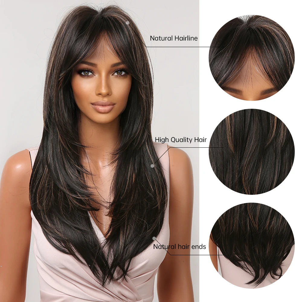 Image of Long blunt bangs with a center part