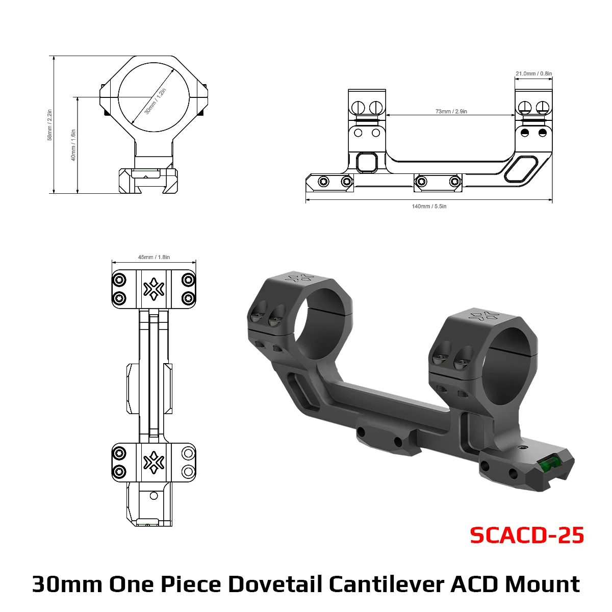 Montage de lunette cantilever Picatinny 30 mm avec Montage de lunette cantilever Picatinny 30 mm avec