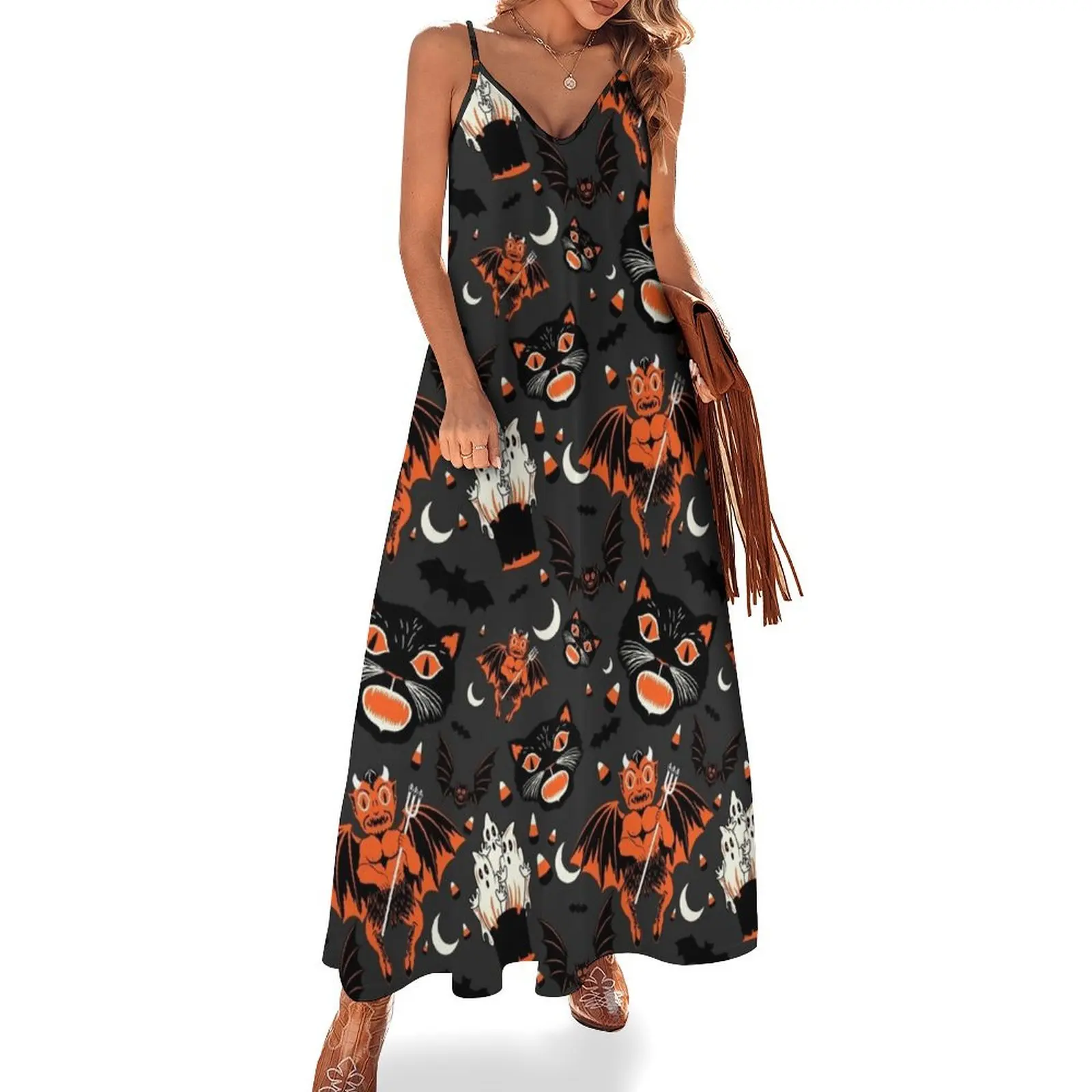 

Vintage Halloween Pattern Sleeveless Dress womens dress women dress luxury evening woman for wedding