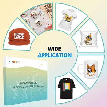 HTVRONT 52 Pcs Heat Press Supplies Accessories for Beginners Cricut Clothing T-shirt Printing DIY Include HTV Sublimation Paper 3