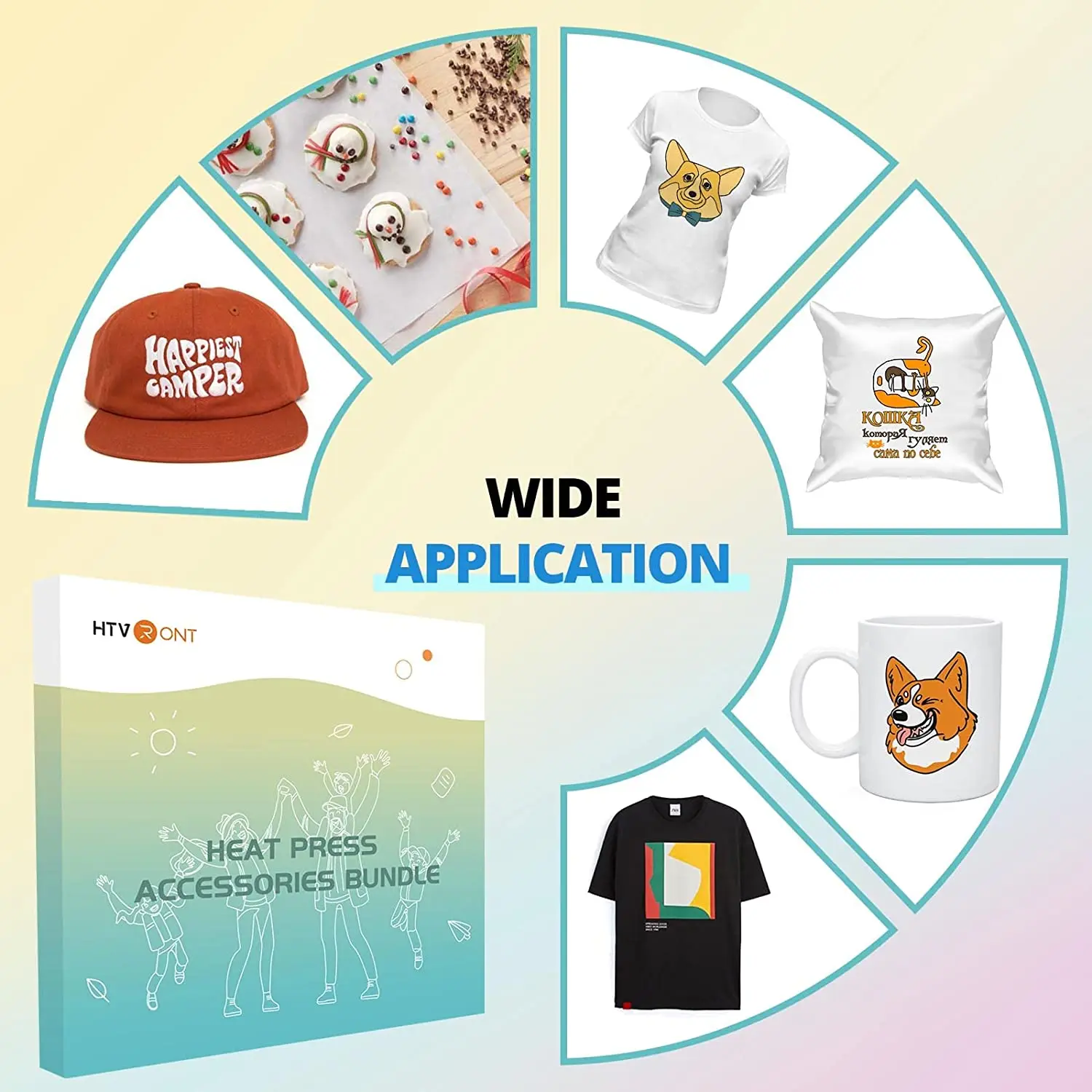 HTVRONT 52pcs Heat Press Accessories for Beginners Cricut Clothing T-shirt Printing DIY HTV Sublimation Paper Pad Kits 3