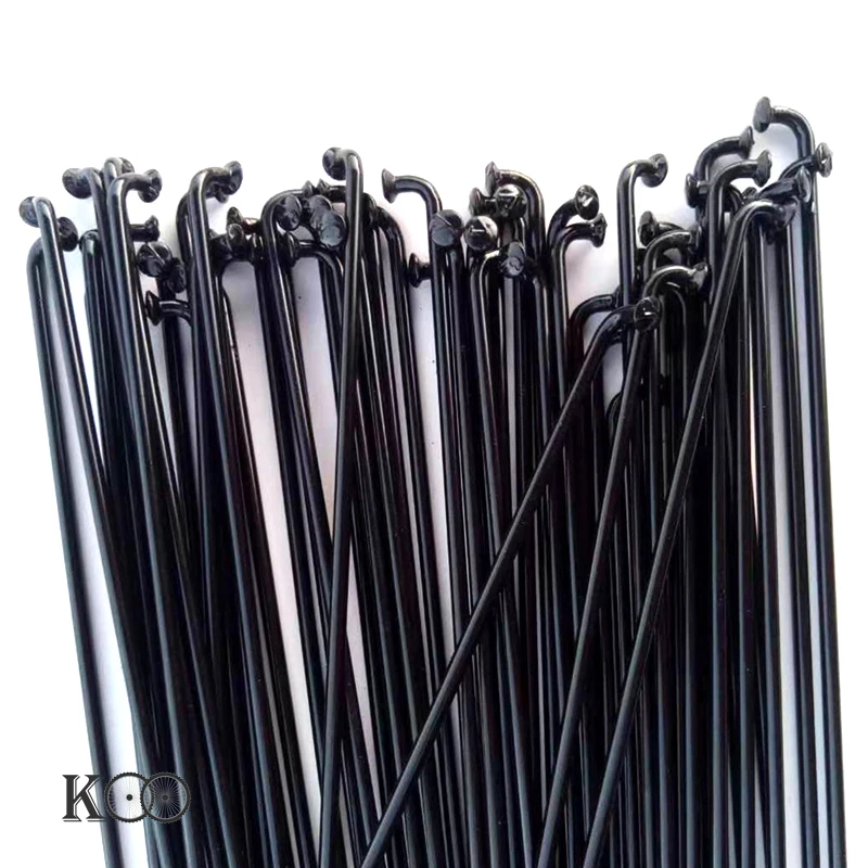 20 Pcs/lot 2.0mm Spokes With Caps 14G Steel Cylinder Black Color J-bend Spoke 108-300mm Length Road Bicycle Spokes Wheels Parts