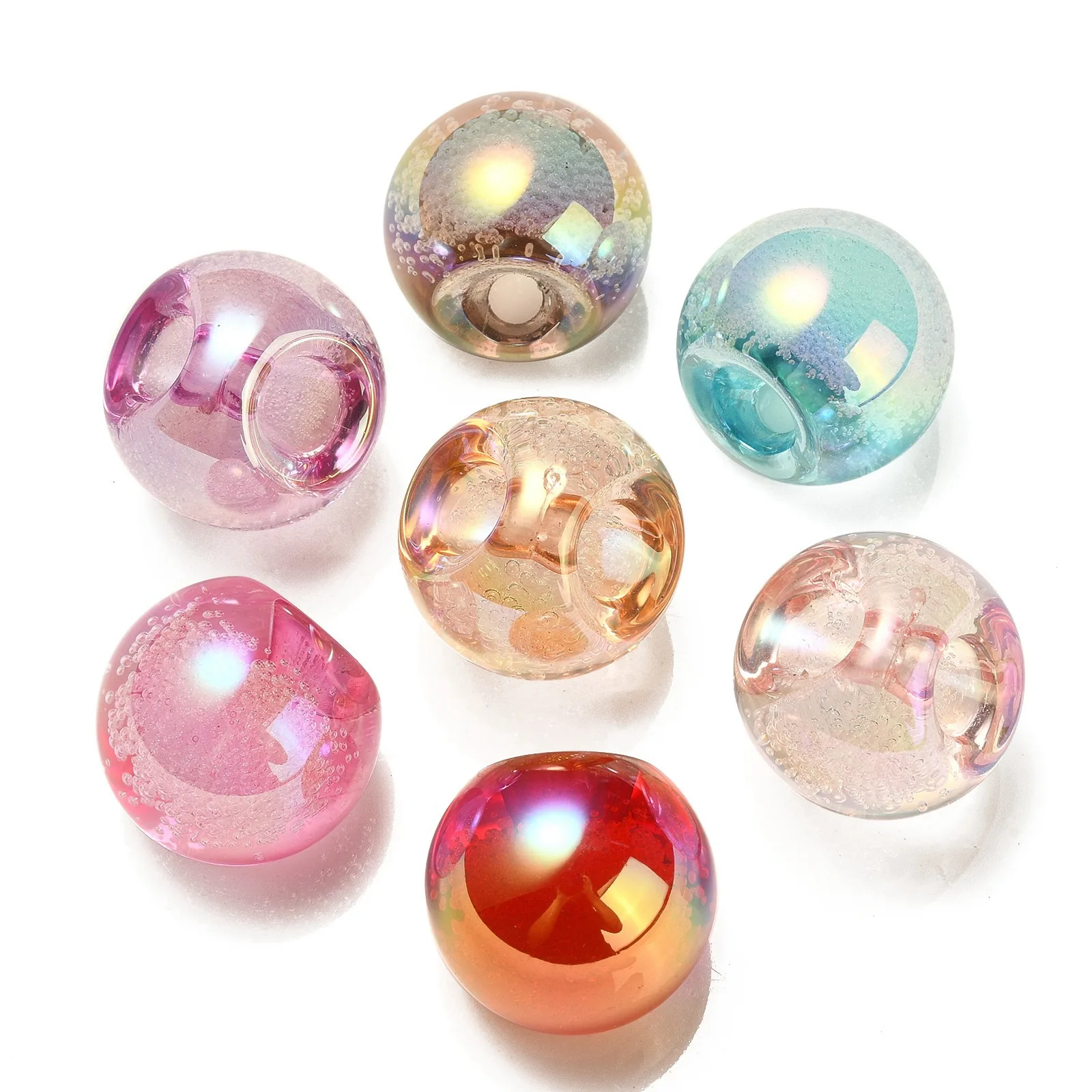 

100pcs Acrylic Beads Round Dangle Charms with Bubble Inside Top Drilled For Jewelry Making DIY Bracelet Necklace 20x20x20mm