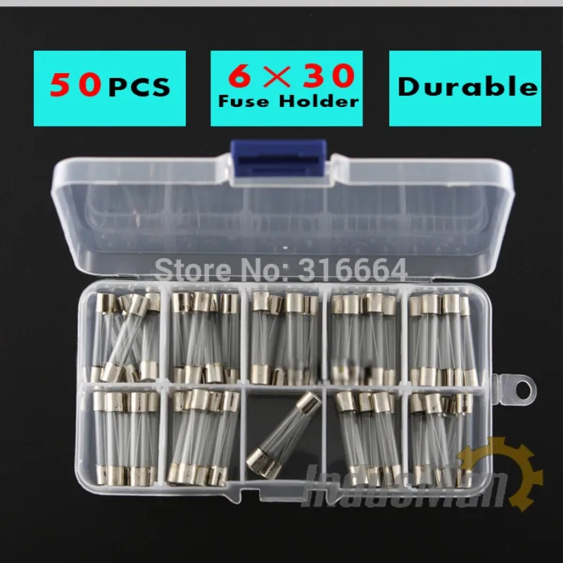 

Car Fuse 6*30MM For Fast Blow Glass Fuse Assortment Kit, 0.5A To 20A 250v 50pcs