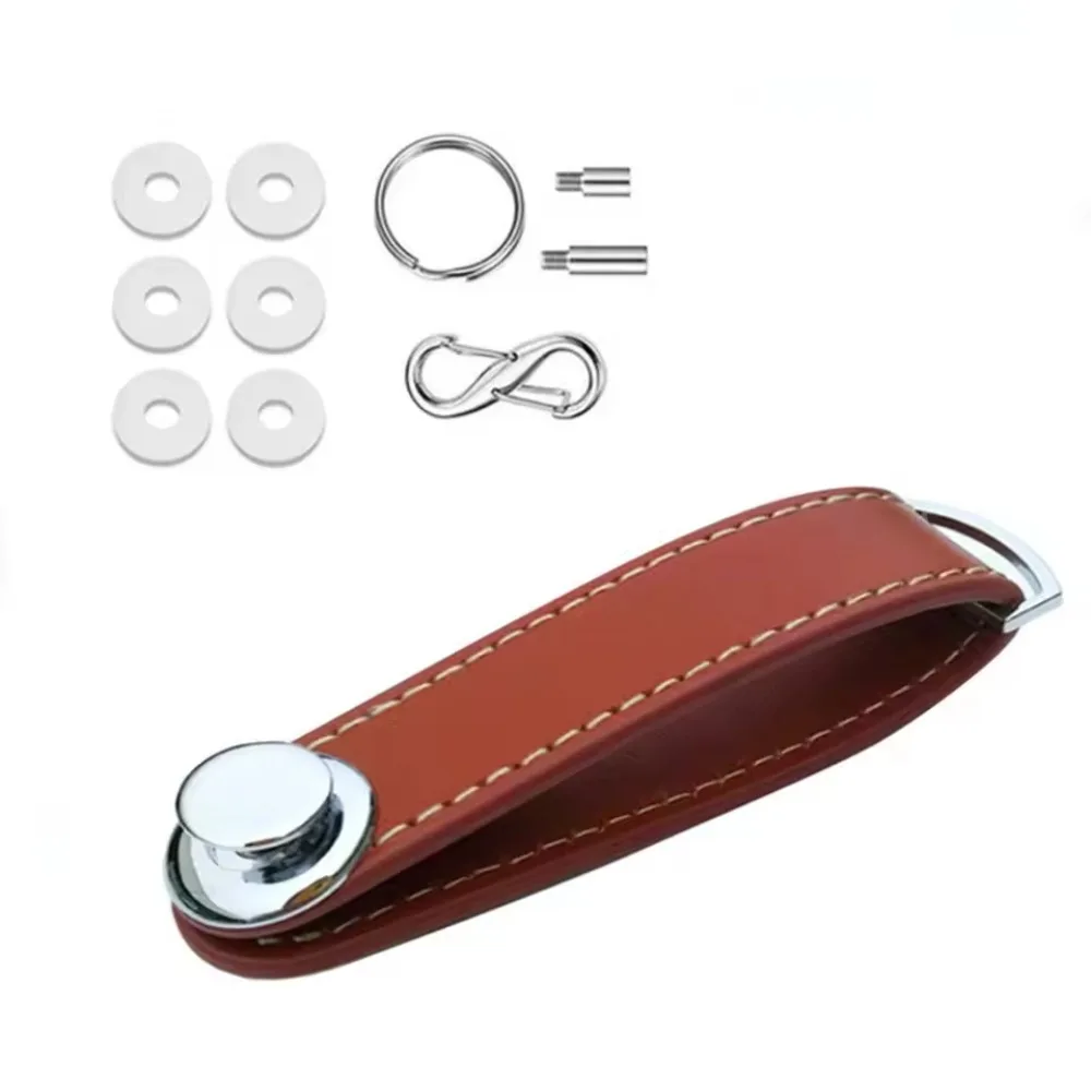 Leather Key Holder Organizer Keychain Wallet Pouch Case Metal Ring Chain Car House Keys Storage Pocket Accessories key case key holder key organizer key purse